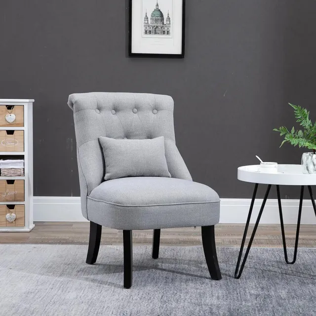 Sweiko Eetkamerstoel - Woonkamerstoelen - Lendekussen - Houten poten - Linnen - Grijs