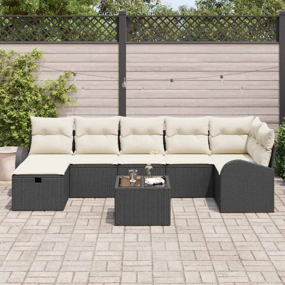 vidaXL Tuin Sofa Set 8 st Zwart poly rattan, foto 3