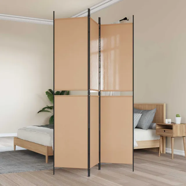 vidaXL 3-Panel Room Divider Beige 150 x 220 cm Stof, foto 2