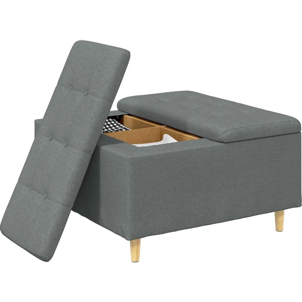 vidaXL Ottoman met Opbergruimte Donkergrijs 80 x 80 x 45 cm Stof