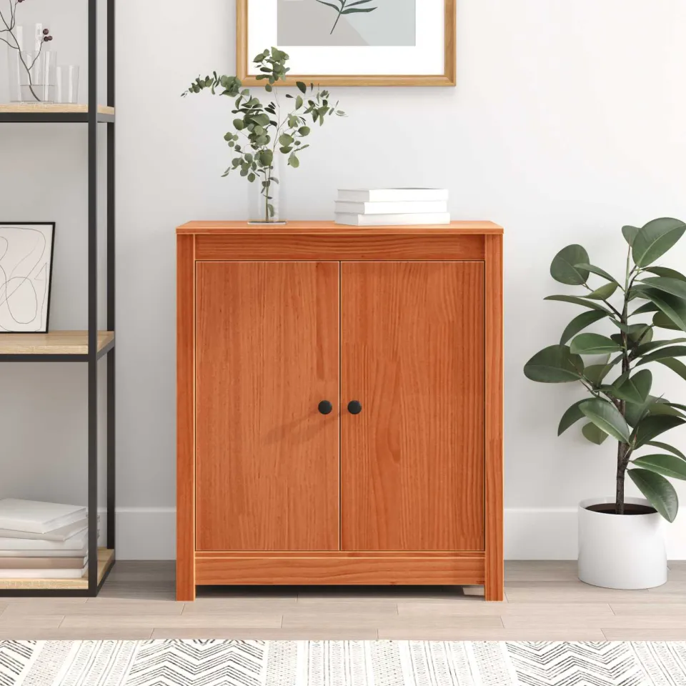vidaXL Dressoir Wasbruin 70 x 35 x 80 cm Massief grenenhout bruin, foto 4