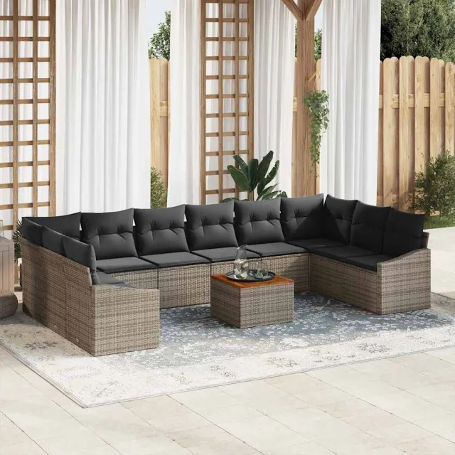vidaXL Tuinbankenset 11 st Grijs poly rattan, foto 2