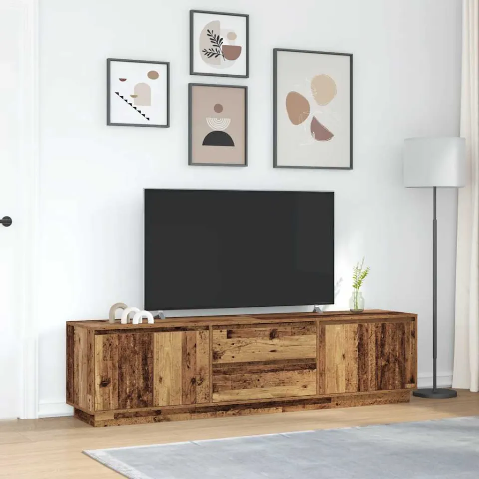 vidaXL Tv-meubel met LED-verlichting 193,5x41x50 cm oud houtkleurig bruin, foto 3