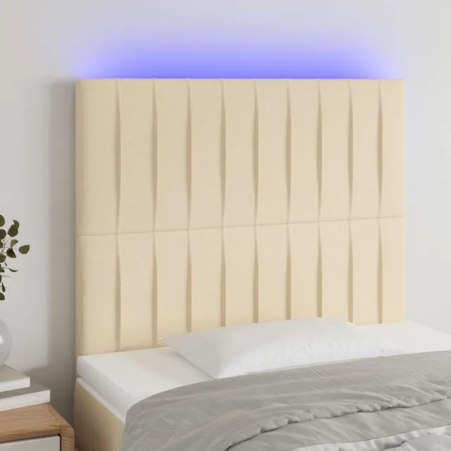 vidaXL Hoofdbord LED 80x5x118/128 cm stof crèmekleurig