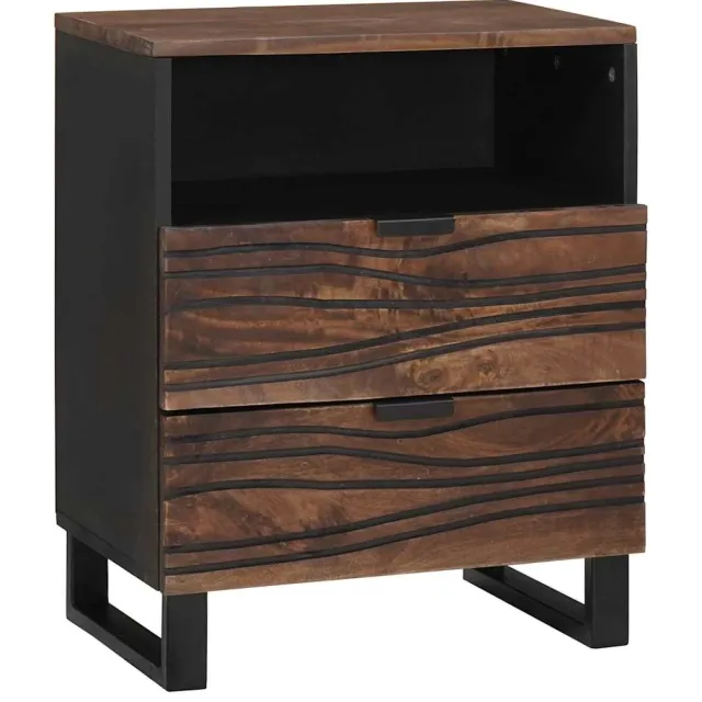 vidaXL Nachtkastje Walnotenhout 50 x 33 x 62 cm Bewerkt hout Bruin