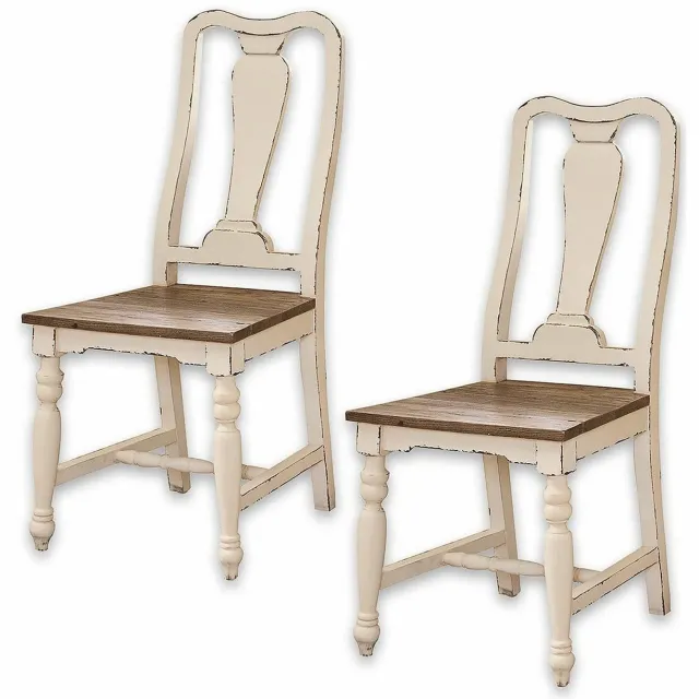 Loberon Stoel set van 2 Harold wit/bruin