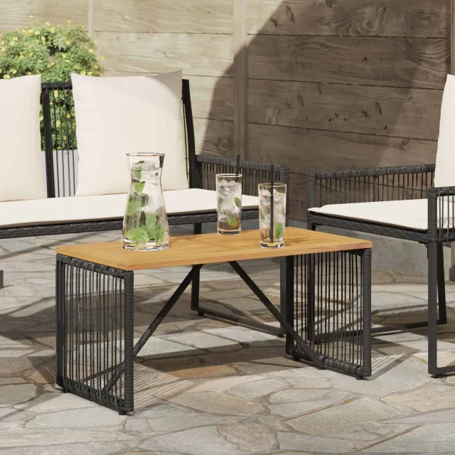 vidaXL Buiten Tafel Zwart en Bruin 80 x 40 x 40 cm poly rattan, foto 2