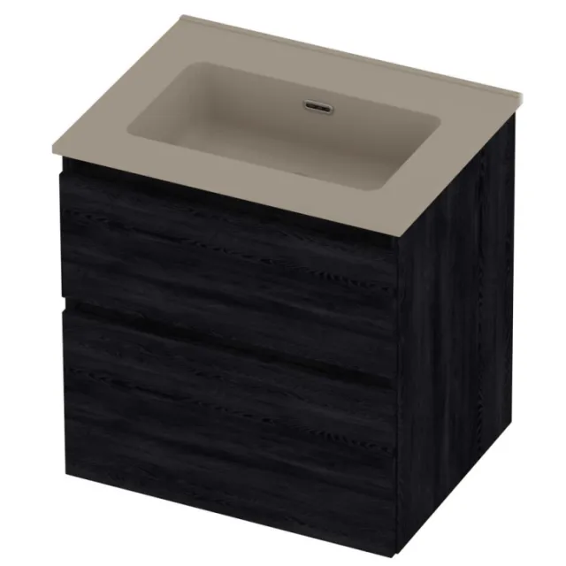 Proline Tribute Badmeubelset Porselein Elegant 60x46x62 cm Mat Crème Cotton Black Oak Eiken