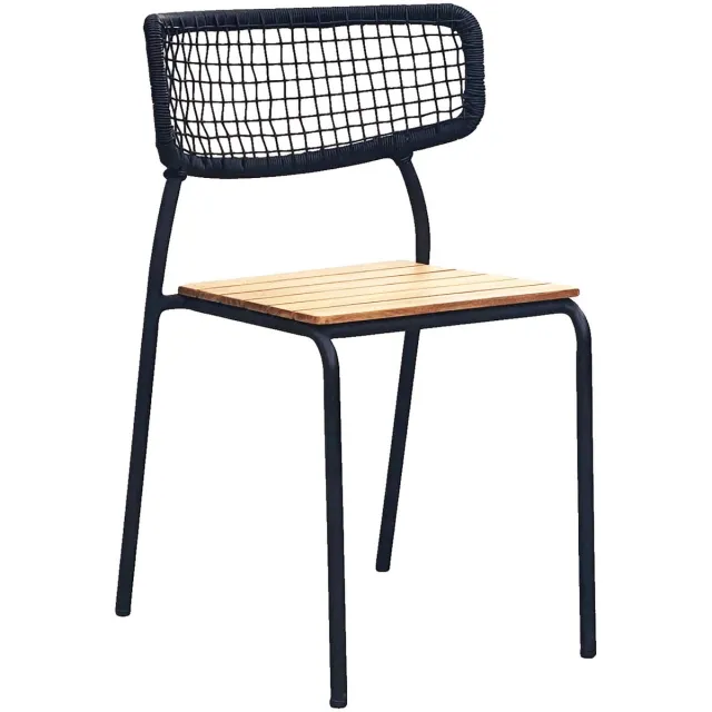 House Nordic Eetkamerstoel Nashville - Teak - Naturel/Zwart - Set van 4