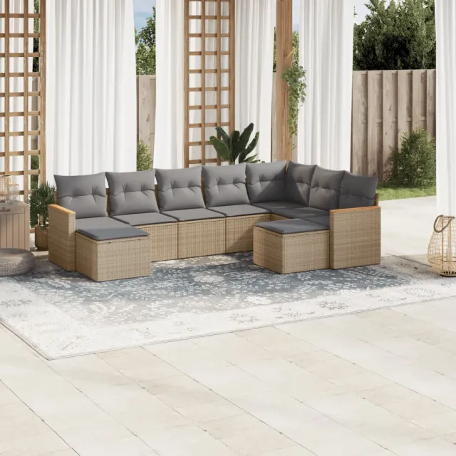 vidaXL Patio Sofa Set 9-zits Gemengd beige, foto 2