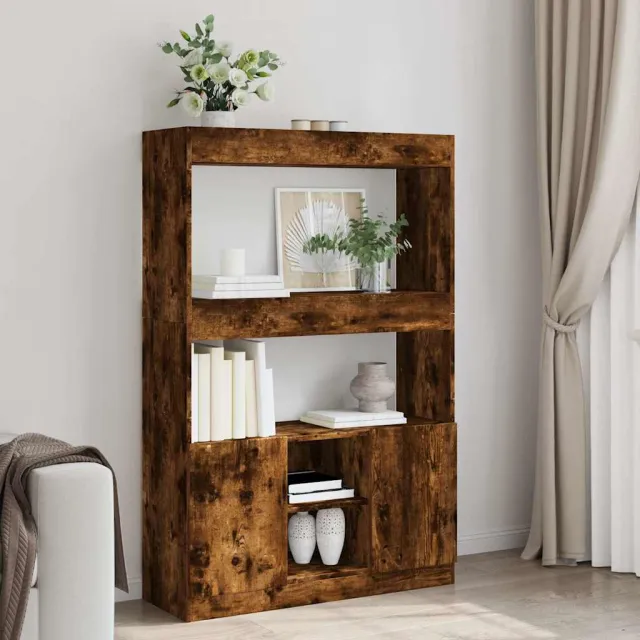 vidaXL Hoge kast 92x33x140 cm bewerkt hout gerookt eikenkleurig, foto 2