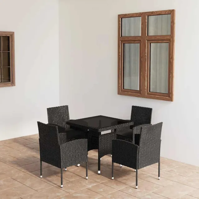 vidaXL 5-delige Tuinset poly rattan zwart, foto 2
