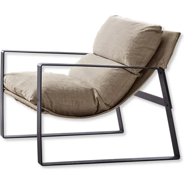 Loberon Fauteuil Seuvard zwart/beige