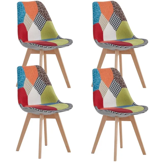 Stervia Kleurrijke Eetkamerstoelen Set Van 4 - Dik Gevoerde Zitting - Ergonomisch - Opvallend - 48 x 48 x 80.5 Rood