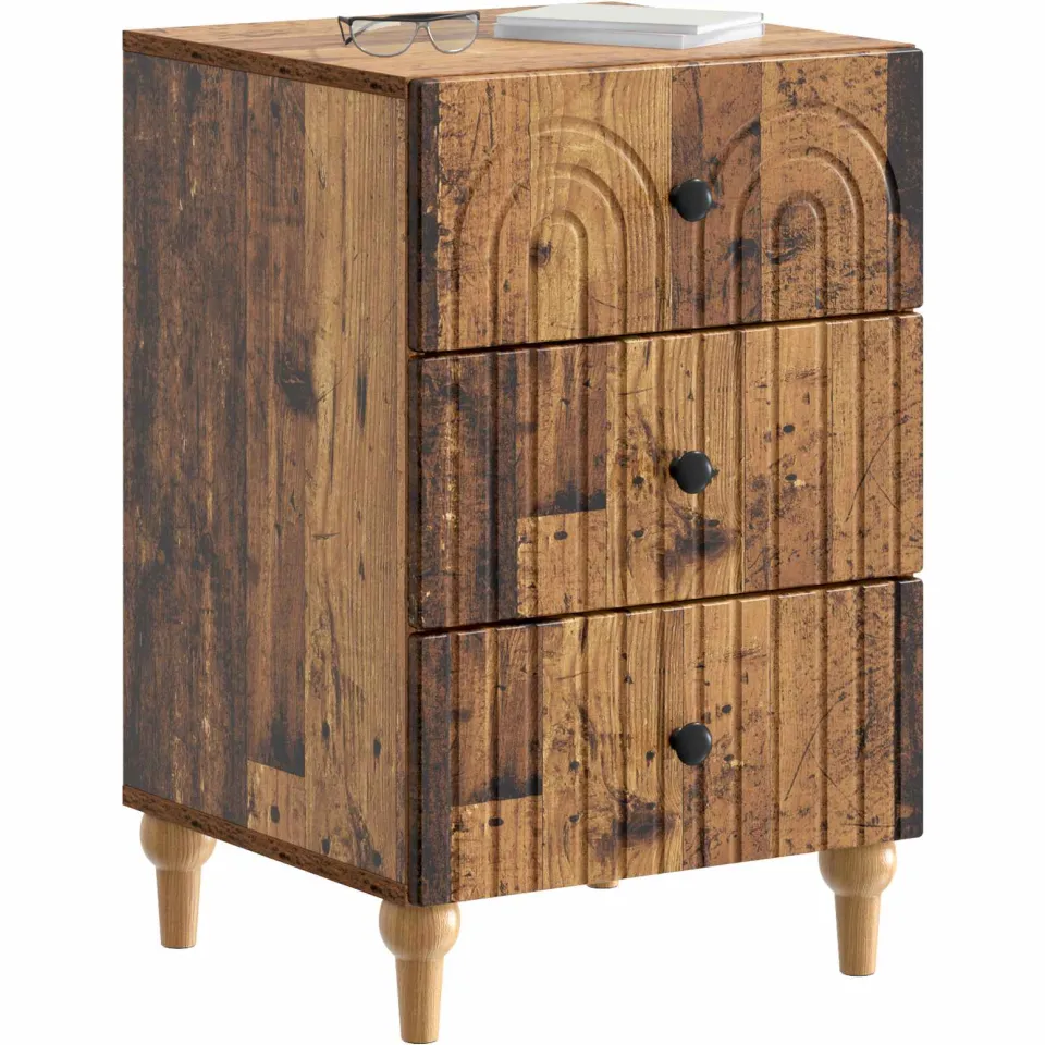vidaXL Nachtkastje Oud hout 43x 41 x 66,5 cm Bewerkt hout Bruin