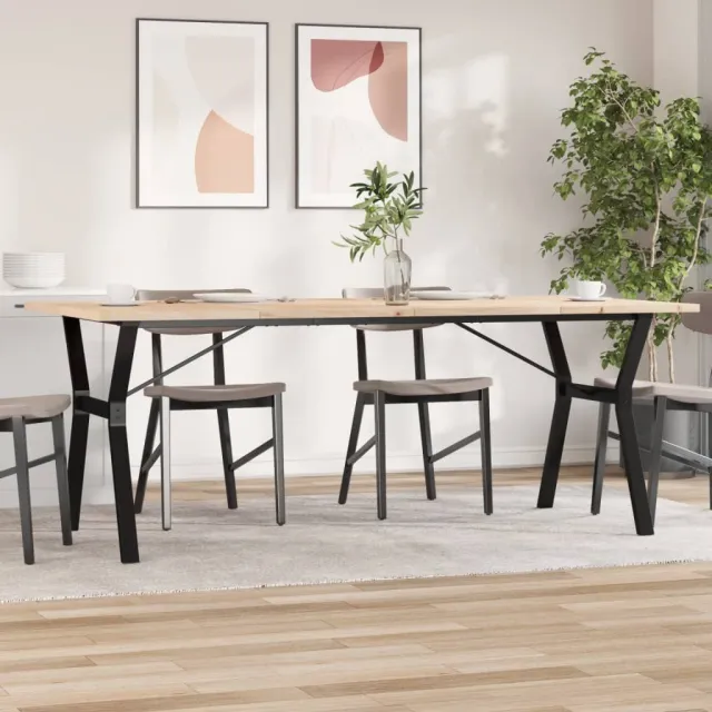vidaXL Eettafel Y-frame 200x100x75,5 cm grenenhout en staal Bruin