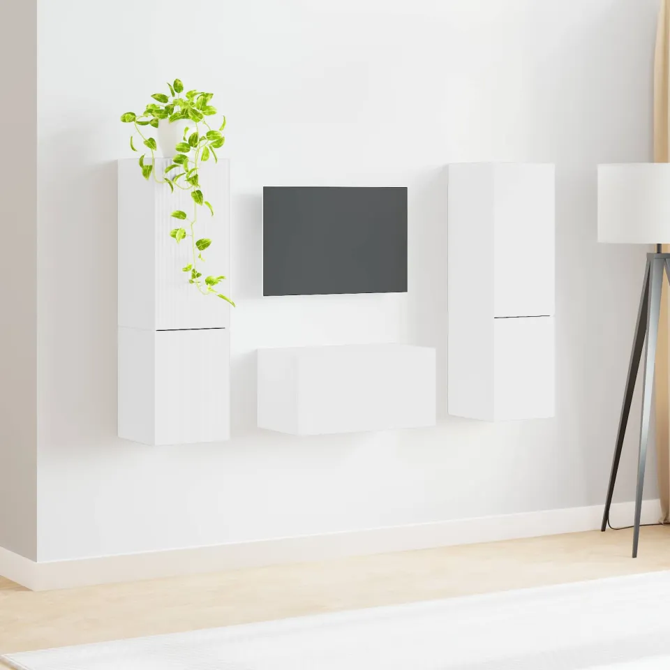 vidaXL Tv-meubelset 5 st Wit Bewerkt hout, foto 4