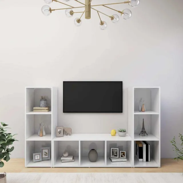 vidaXL Tv-meubelen 3 st 107x35x37 cm bewerkt hout wit, foto 2