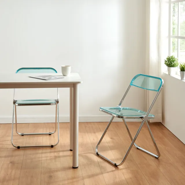 en.casa Klapstoel set van 4 Pornainen 74x46x47 cm lichtblauw transparant [en.casa]