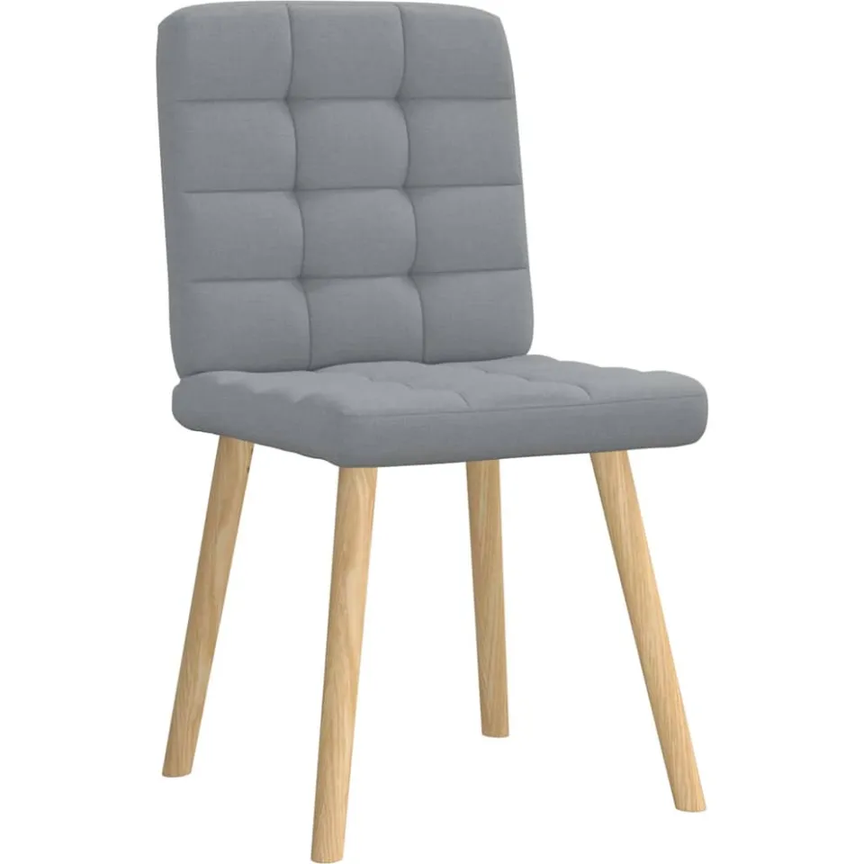 vidaXL Eetkamerstoelen 4 st stof lichtgrijs grijs, foto 2