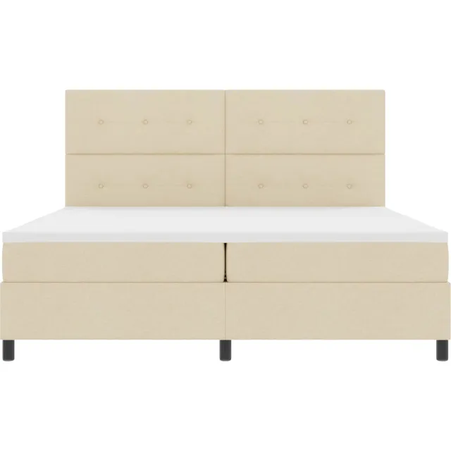 vidaXL Boxspring bed met LED-stripverlichting Crème 200 x 200 cm Stof