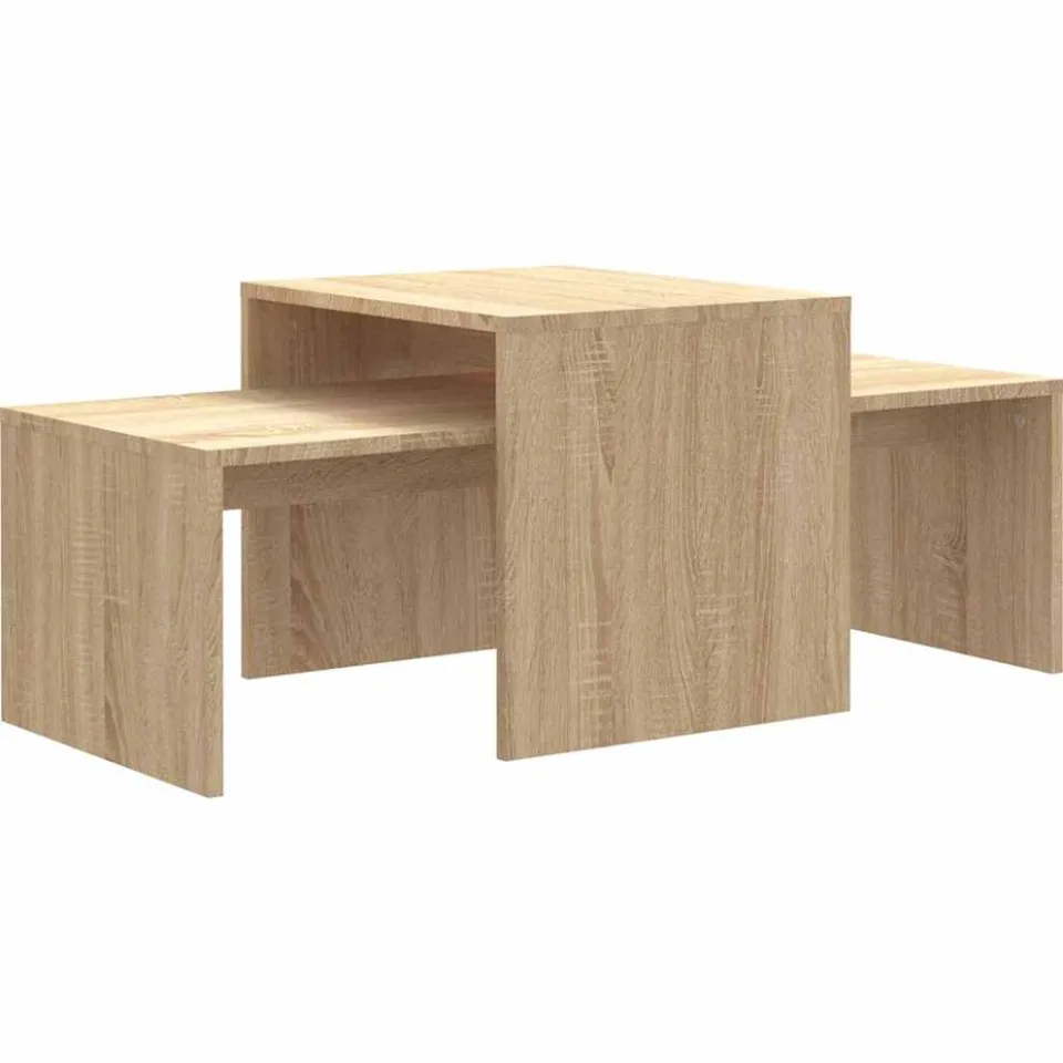 vidaXL Salontafelset 100x48x40 cm bewerkt hout sonoma eikenkleurig Bruin