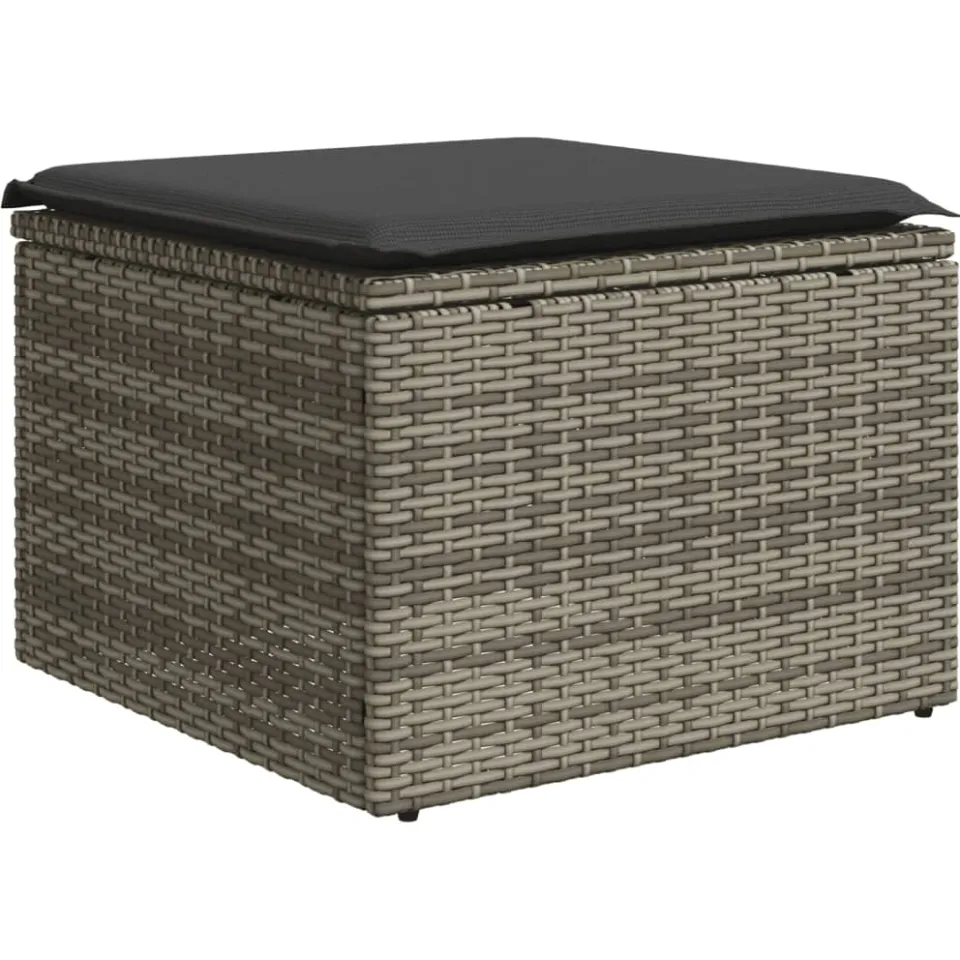 vidaXL 12-delige Loungeset met kussens poly rattan grijs