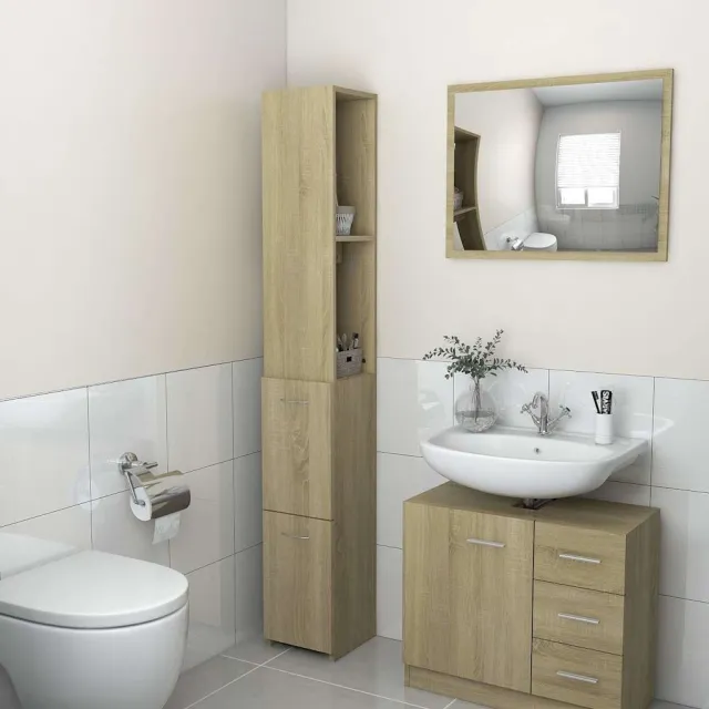 vidaXL Badkamerkast 25x26,5x170 cm bewerkt hout sonoma eikenkleurig Bruin