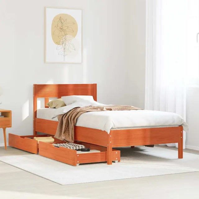 vidaXL Bedframe zonder matras massief grenenhout wasbruin 100x200 cm bruin