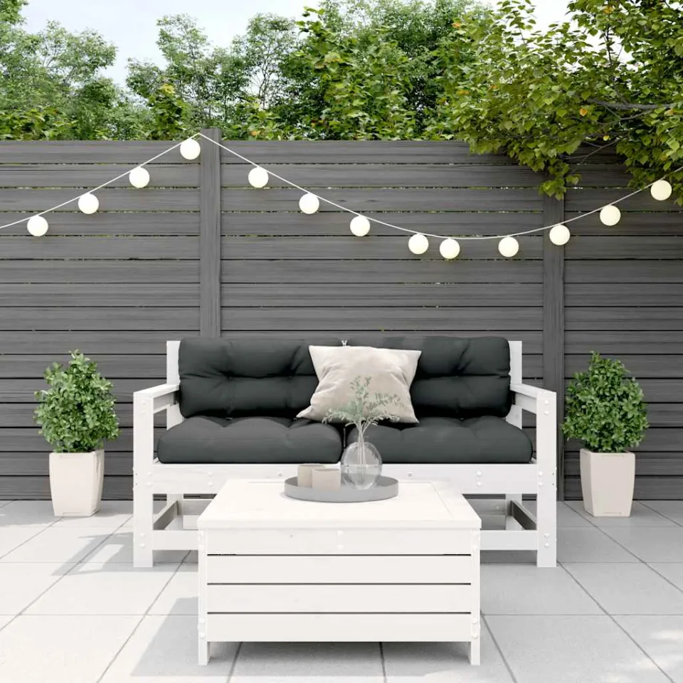vidaXL 3-delige Loungeset met kussens massief grenenhout wit, foto 2
