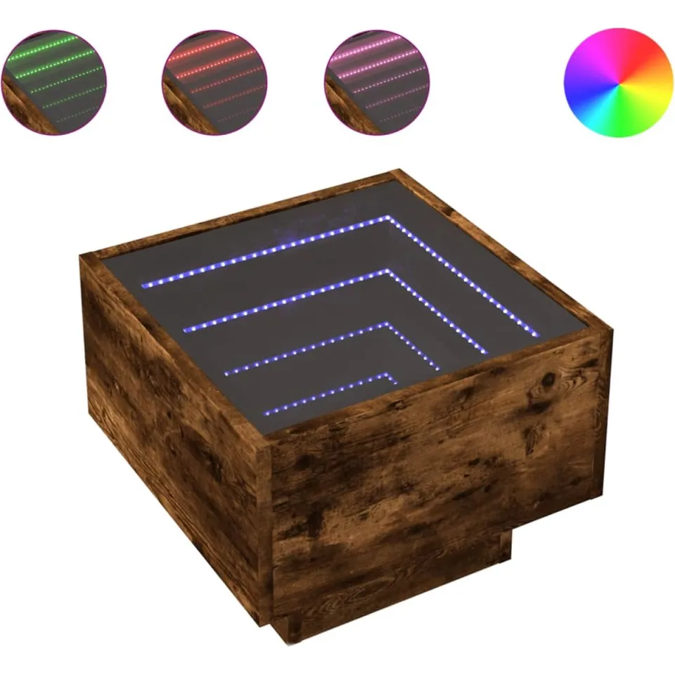 vidaXL Nachtkastje met Infinity LED 40x40x30 cm gerookt eikenkleurig, foto 2