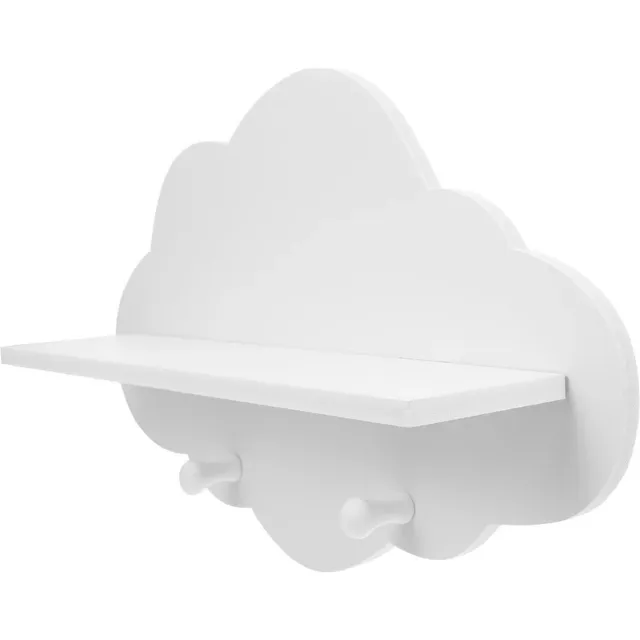 KimDo Wolken Wandplank - 1 stuks - Hout - Wit - Kinderkamer - Babykamer - Boekenplank - Wantrek - Ophanghaak - Kapstok - Plank