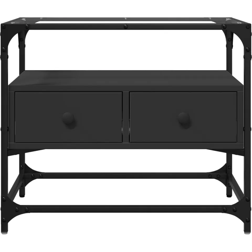 vidaXL Tv-meubel met glazen blad 60x35x51 cm bewerkt hout zwart