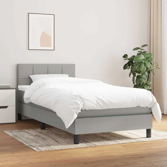 vidaXL Boxspring met matras stof lichtgrijs 80x200 cm grijs