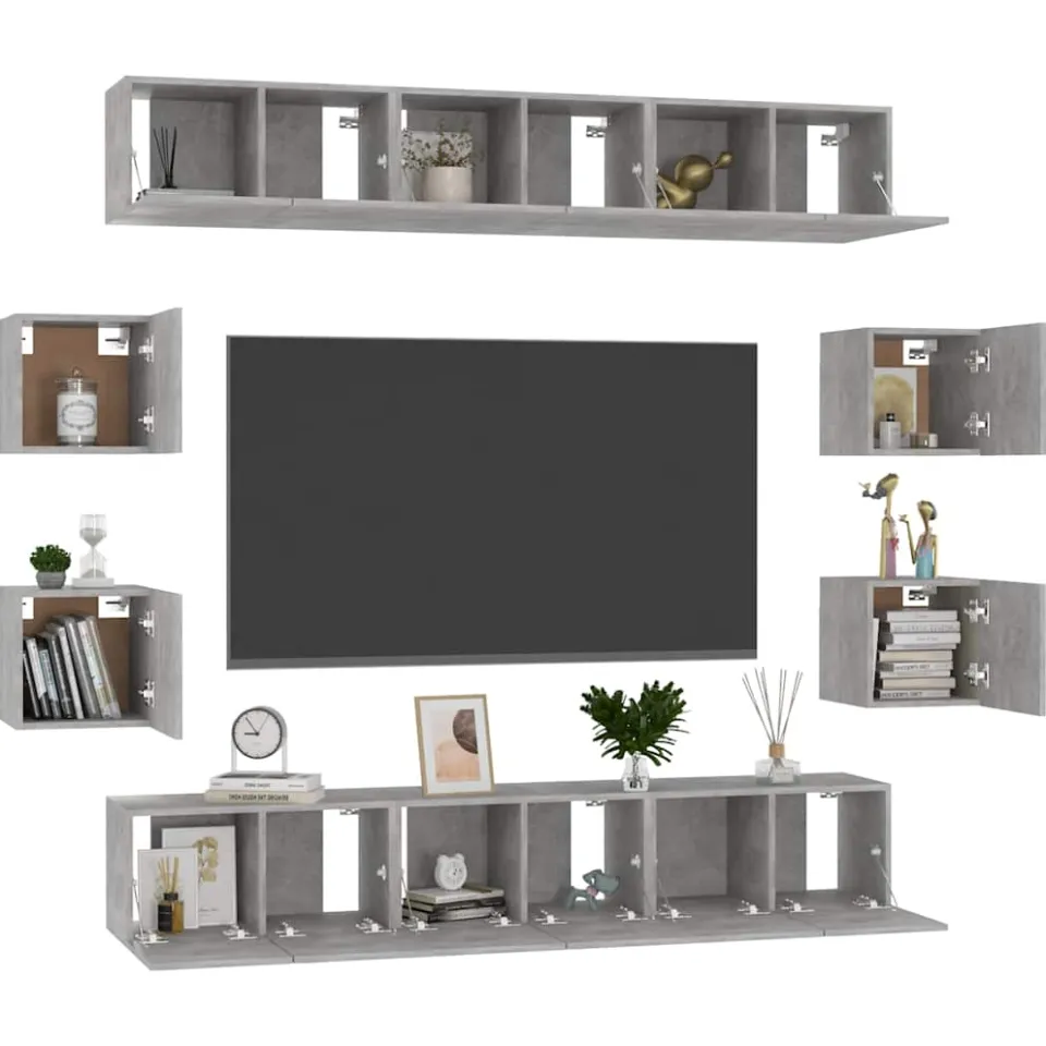 vidaXL 10-delige Tv-meubelset bewerkt hout betongrijs grijs, foto 3