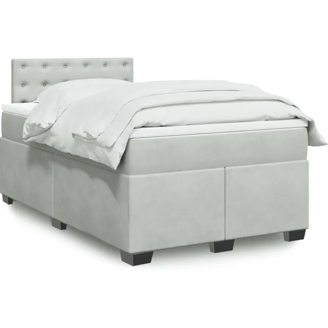vidaXL Boxspring met matras fluweel lichtgrijs 120x190 cm grijs