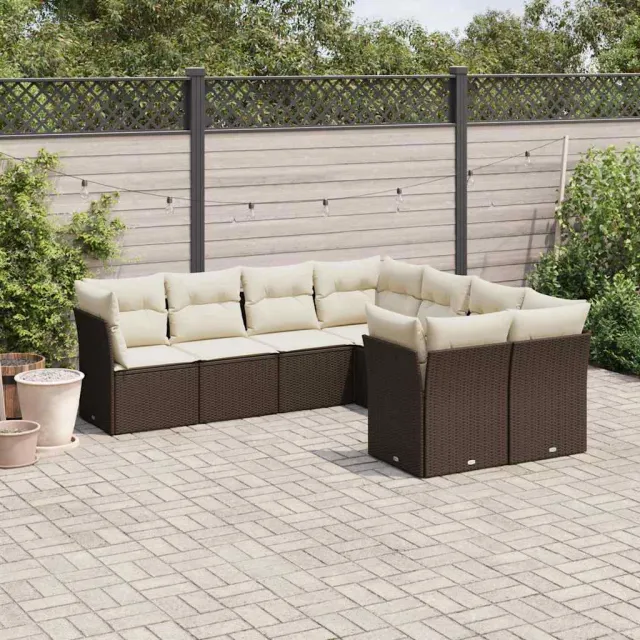 vidaXL 8-delige Loungeset met kussens poly rattan bruin, foto 2