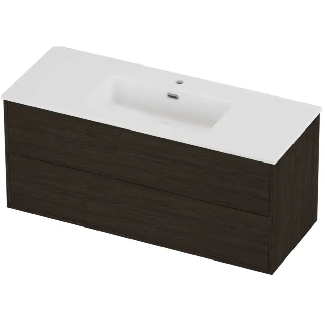Proline Tribute Badmeubelset Porselein Elegant 1 Kraangat 120x46x54 cm Glans Wit Mokka Oak Eiken