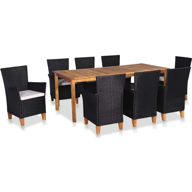 vidaXL 9-delige Tuinset poly rattan zwart en bruin, foto 2