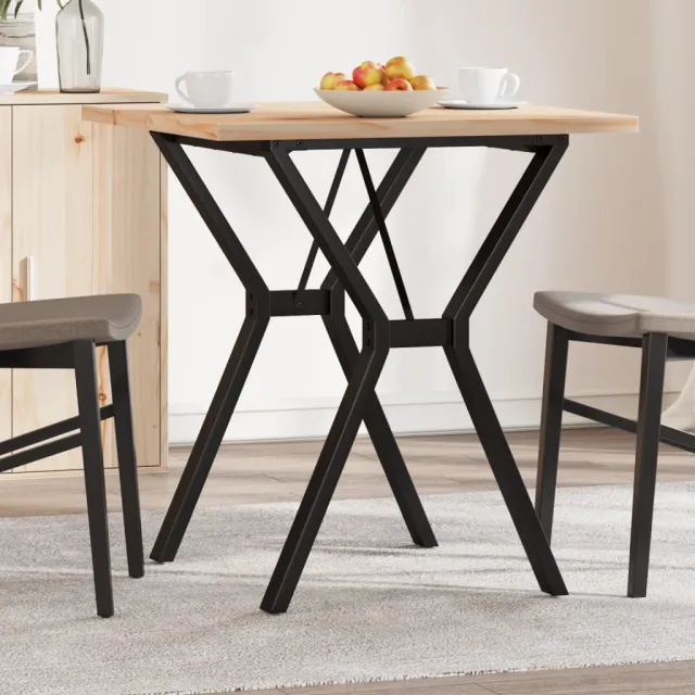 vidaXL Eettafel Y-frame 70x70x75,5 cm massief grenenhout en staal Bruin