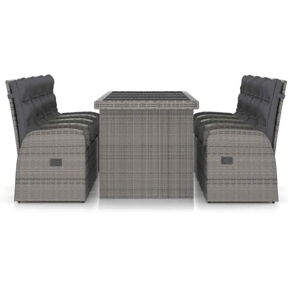 vidaXL 9-delige Tuinset met kussens poly rattan grijs