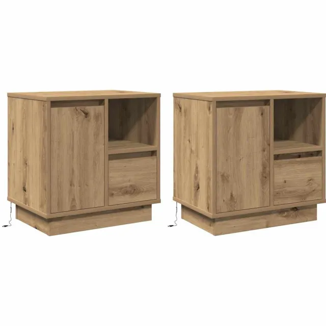 vidaXL Nachtkastje 2 st Artisan Eiken 50 x 34,5 x 50 cm. Bewerkt hout Bruin