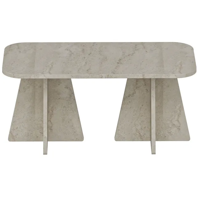 Minar Brandloop Mantar Salontafel – Organische Vorm – Travertinlook – Beige