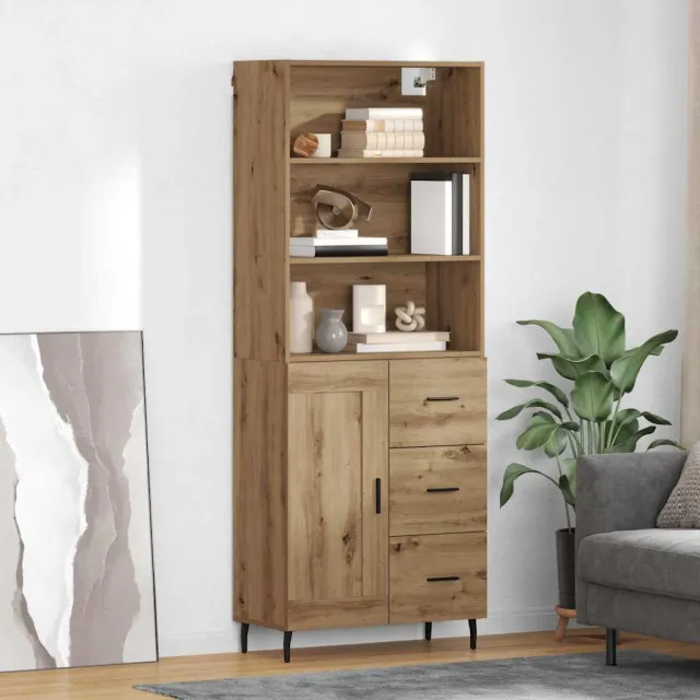 vidaXL Hoge kast 2 st Artisan Eiken 69,5 x 32,5 x 180 cm Bewerkt hout, foto 2