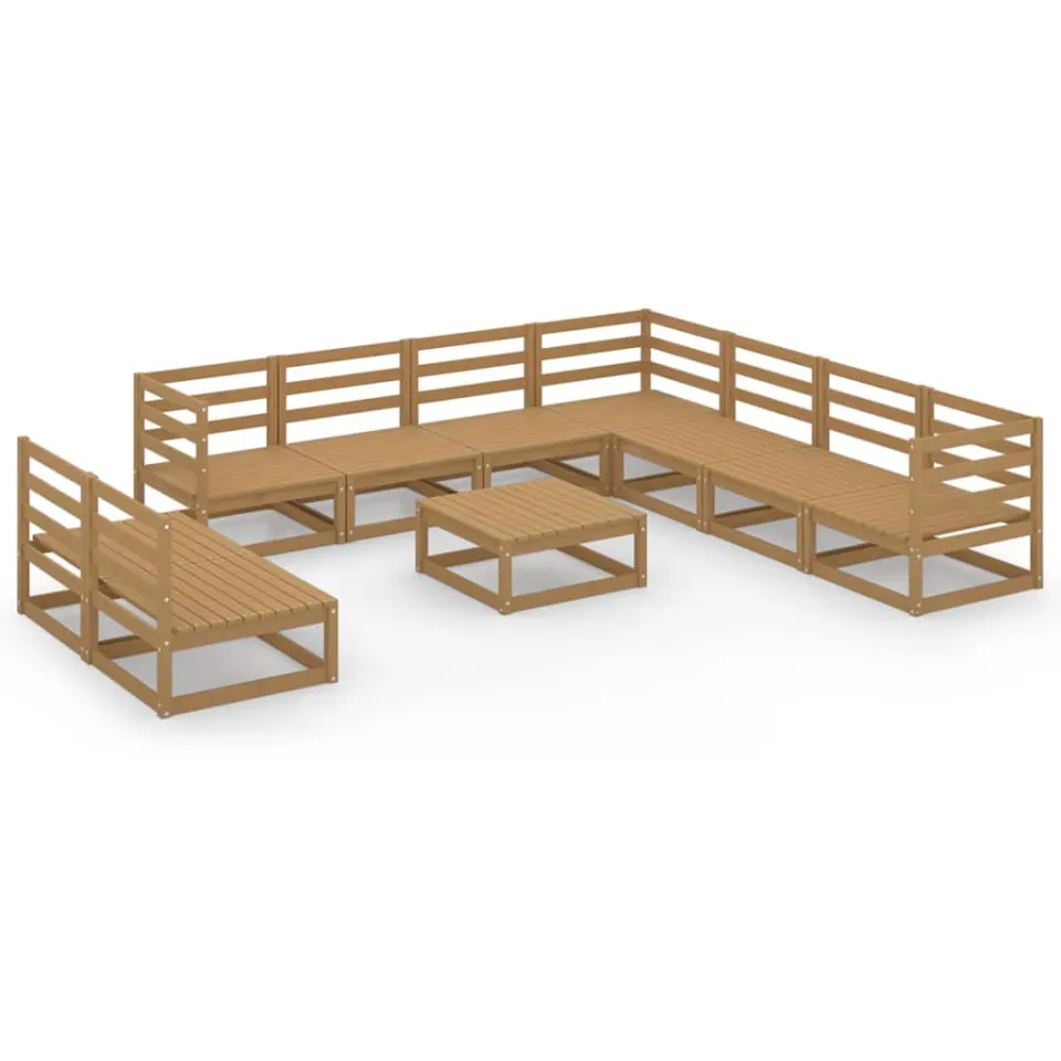vidaXL 10-delige Loungeset massief grenenhout honingbruin bruin, foto 3