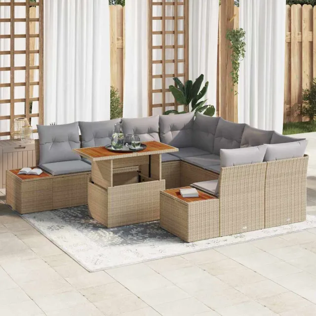 vidaXL Tuin Sofa Set 9 st Beige Poly riet, foto 2