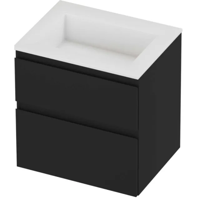 Proline Aristo Badmeubelset Polystone Elegant Zonder Kraangat 60x46x62 cm Glans Wit Mat Zwart