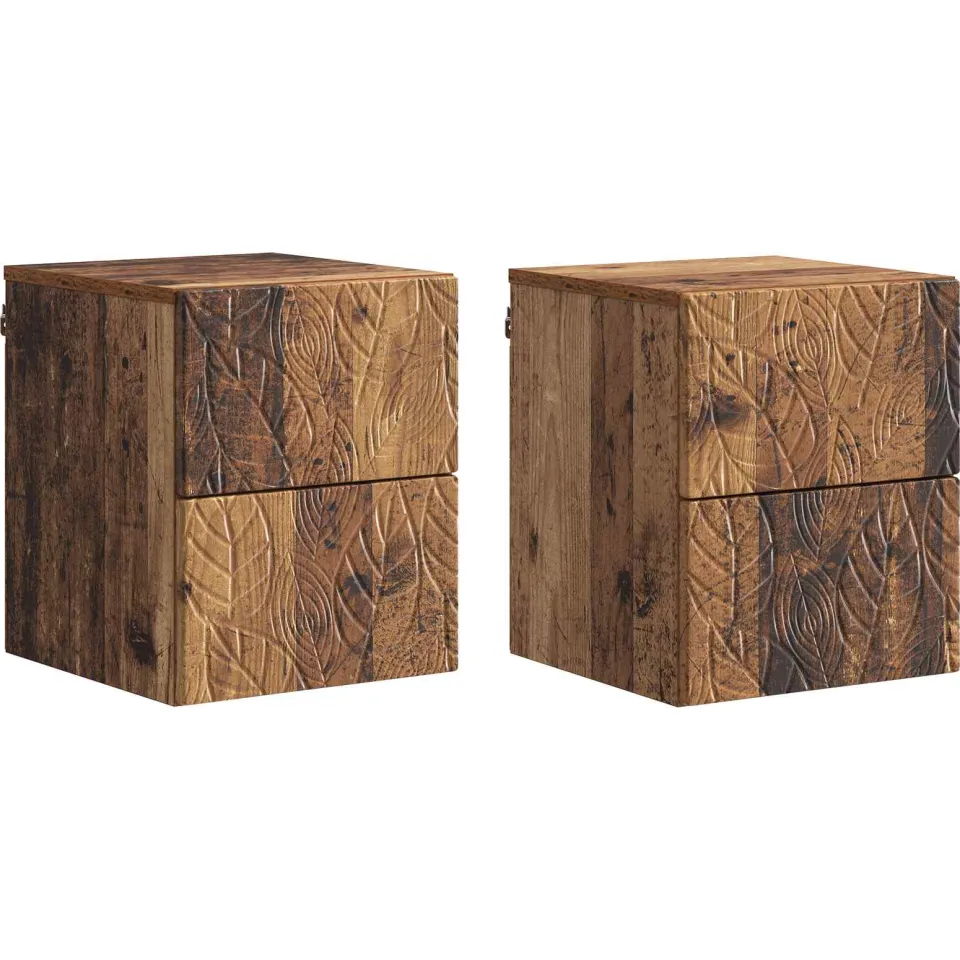 vidaXL Wandbeugel Bedkast 2 st Oud hout 34,5 x 33 x 40 cm Bewerkt hout Bruin