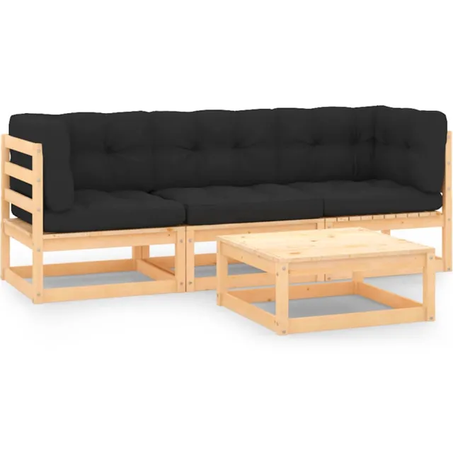 vidaXL 4-delige Loungeset massief grenenhout anthraciet, foto 2