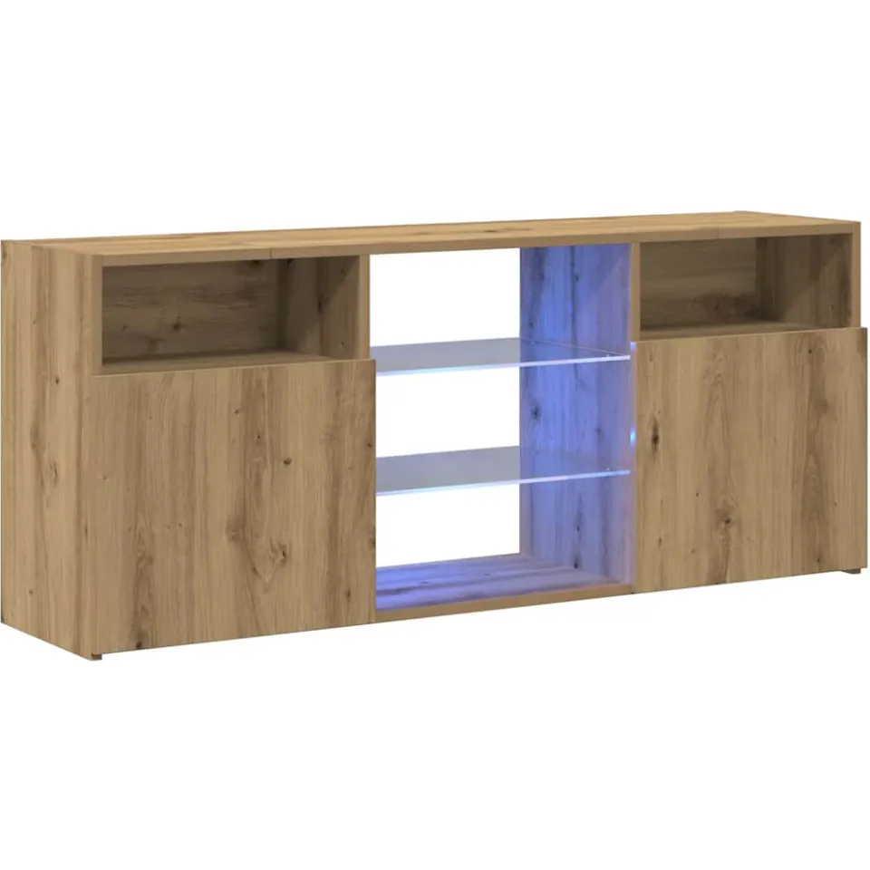vidaXL Tv-meubel met LED 120x30x50 cm bewerkt hout artisanaal eiken, foto 4